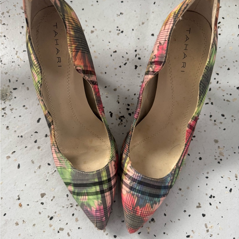 Tahari Women's Colorful Plaid Heels